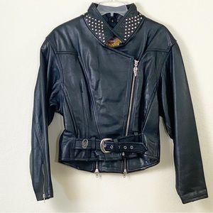Vintage Harley-Davidson Studded Black Leather Moto Jacket